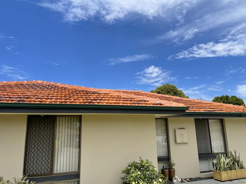 A photo of a roof after application of clear glaze coat by Roof Restorers Perth