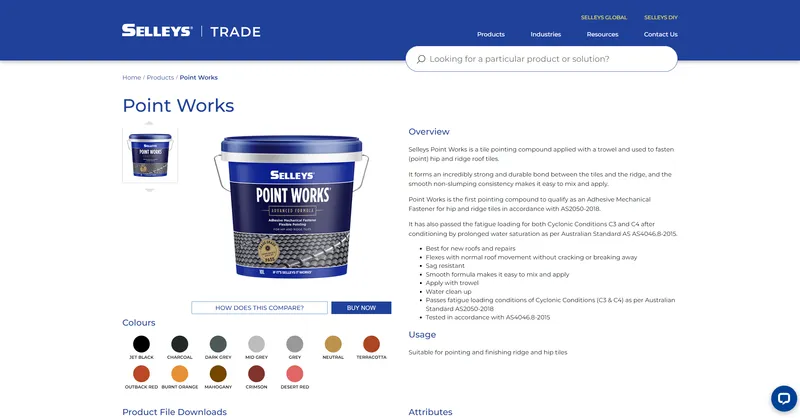A screenshot of https://www.selleystrade.com.au/products/point-works/