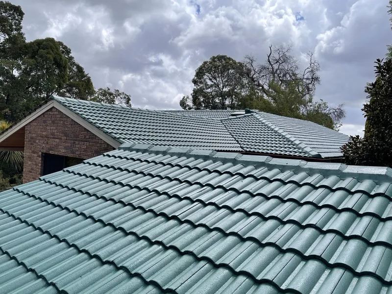 Perth roof with Caulfield Green Dulux Acratex coating - view 1