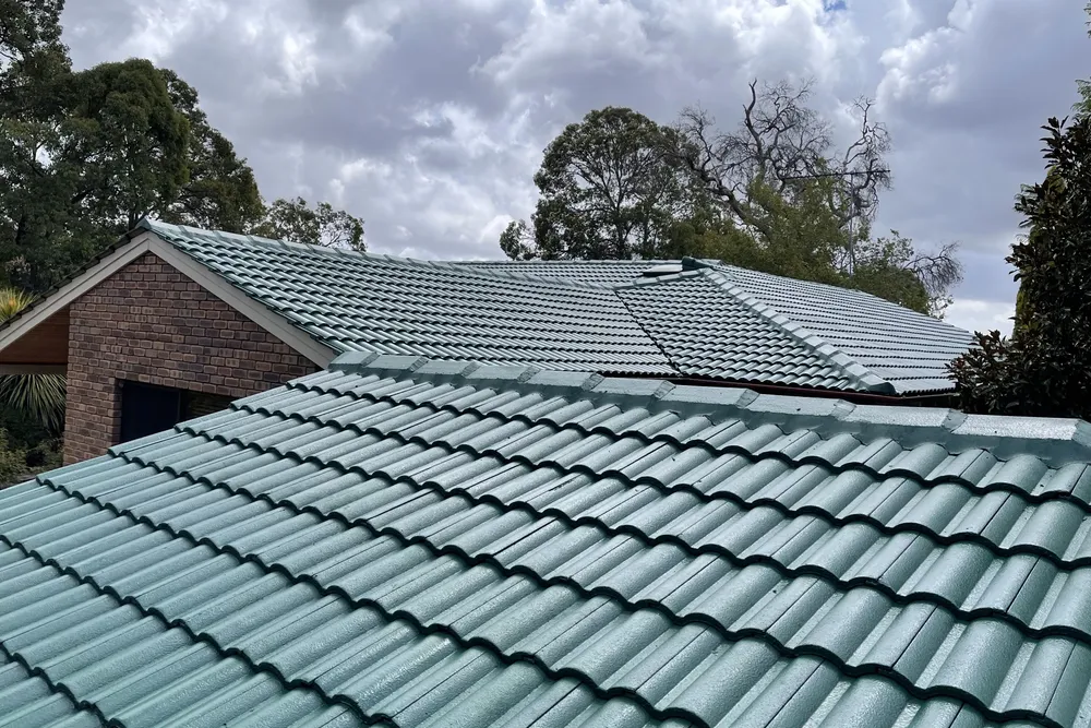 Perth roof with Caulfield Green Dulux Acratex coating