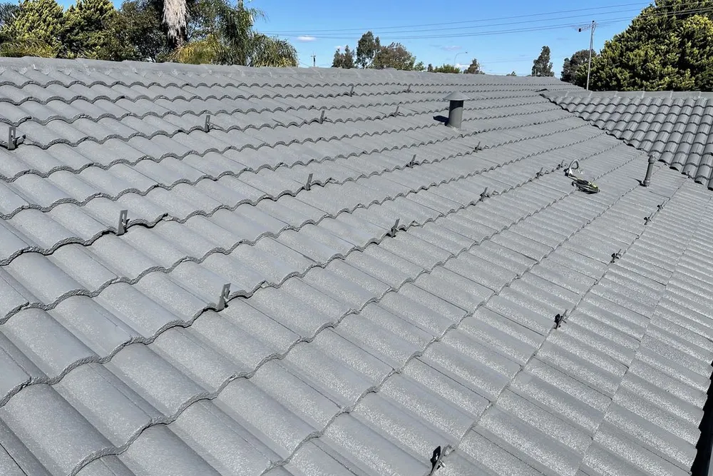 Perth roof with Colorbond Woodland Grey Dulux Acratex coating