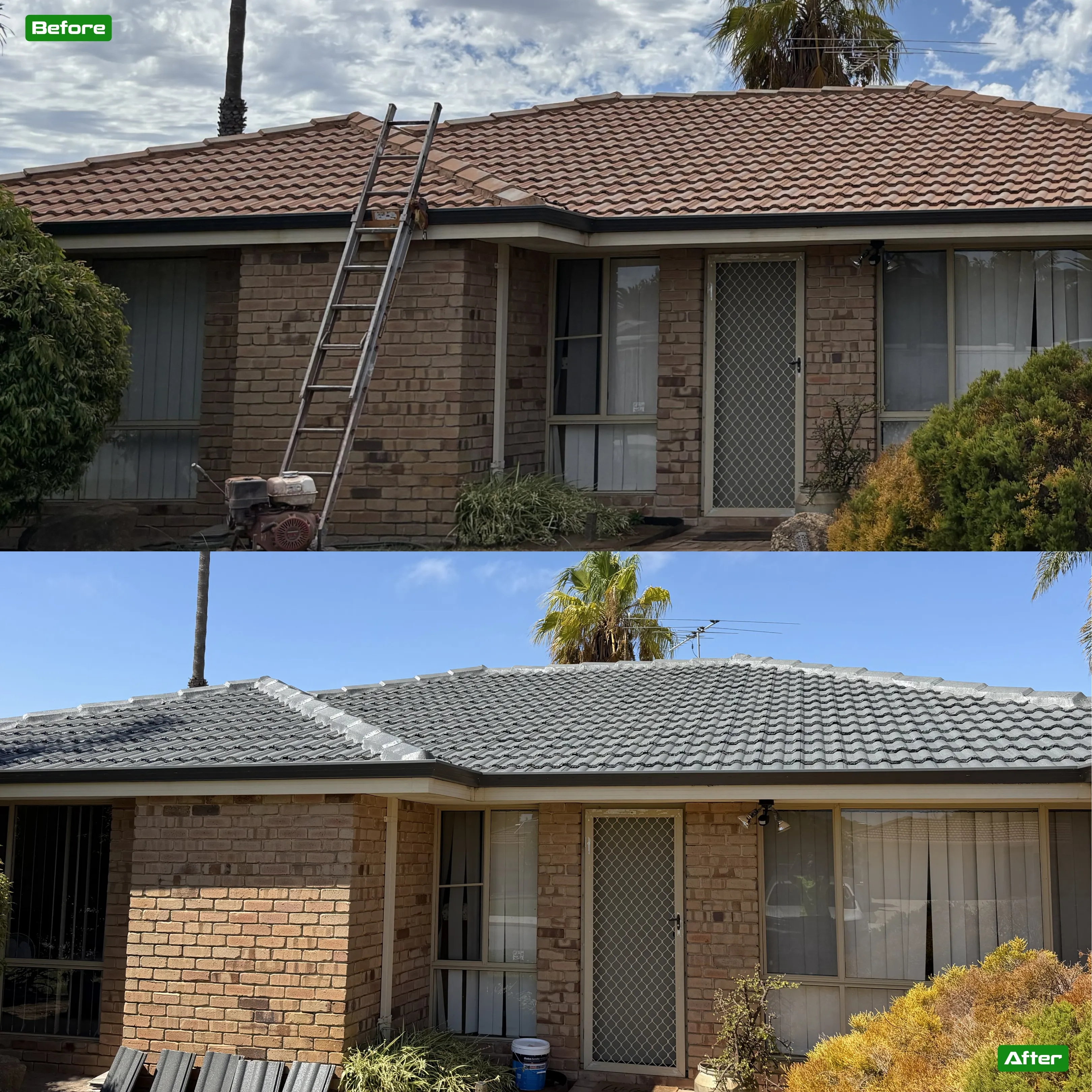 Before and after roof restoration in Perth - 10 restoration by Roof Restorers Perth WA