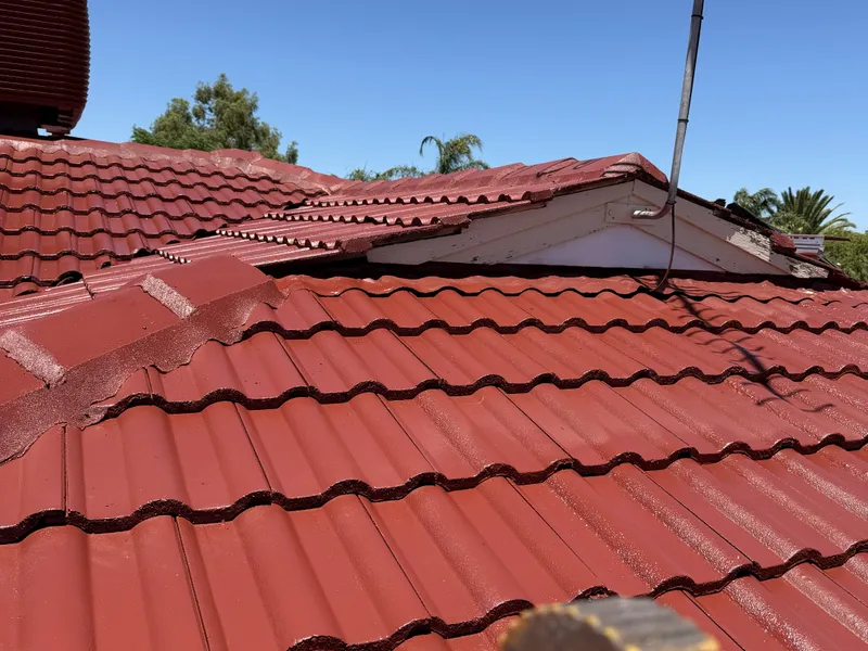 Perth roof with Heritage Red Dulux Acratex coating - view 2