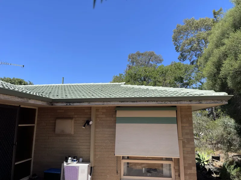 Perth roof with Colorbond Pale Eucalypt Dulux Acratex coating - view 2
