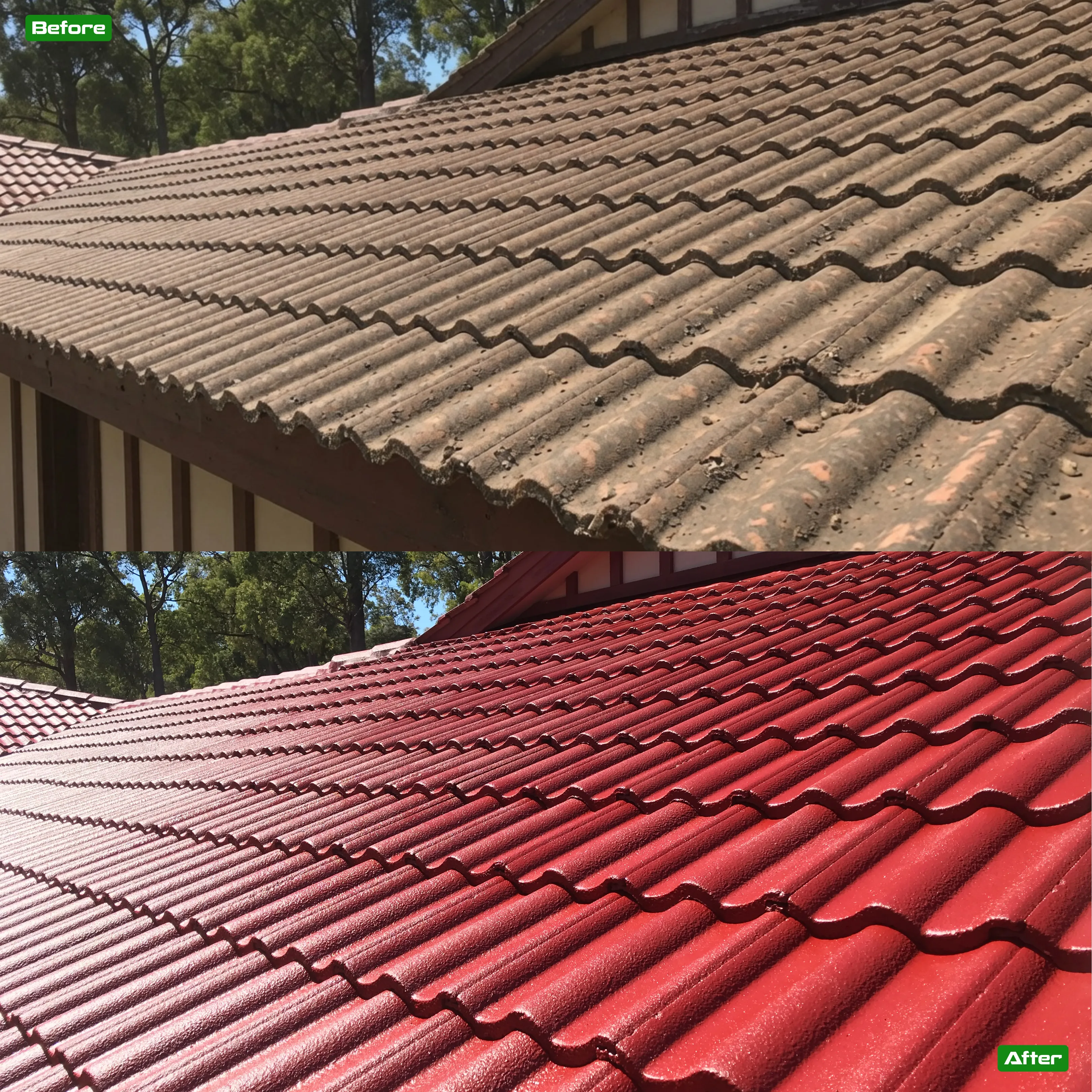 Before and after roof restoration in Perth - 23 restoration by Roof Restorers Perth WA