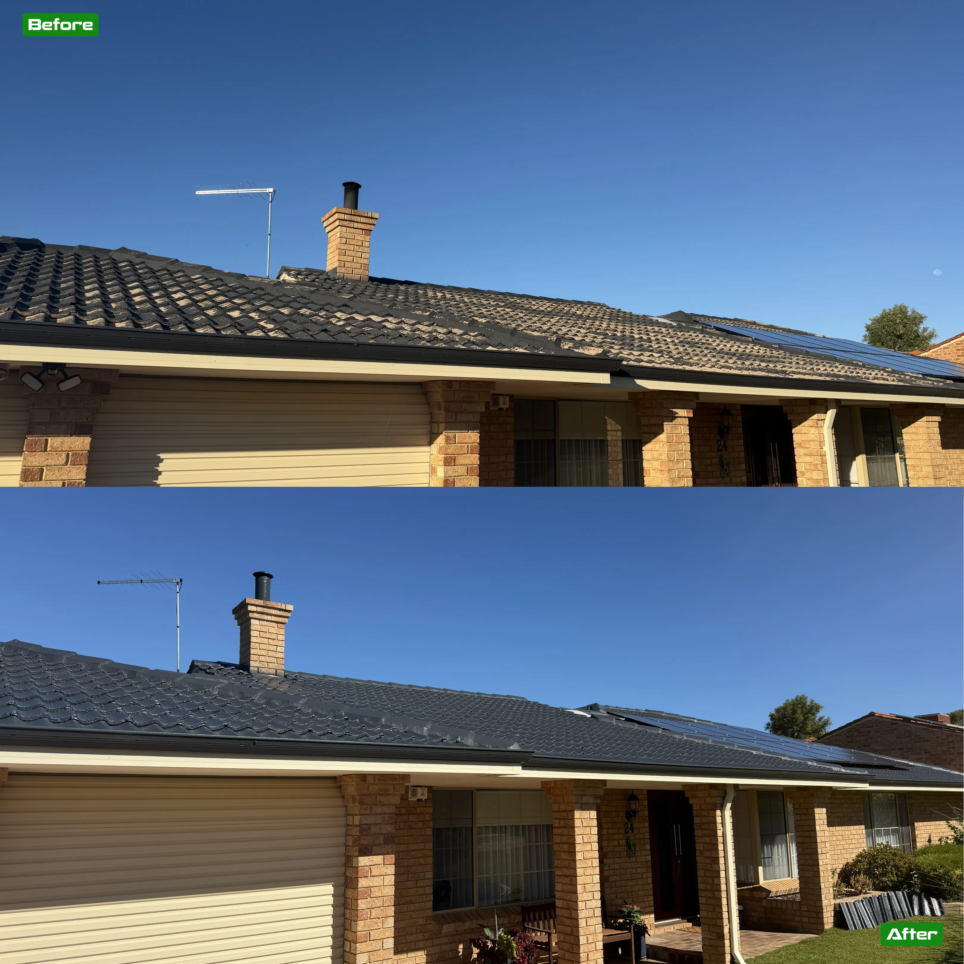 Before and after roof restoration in Perth - 5 restoration by Roof Restorers Perth WA
