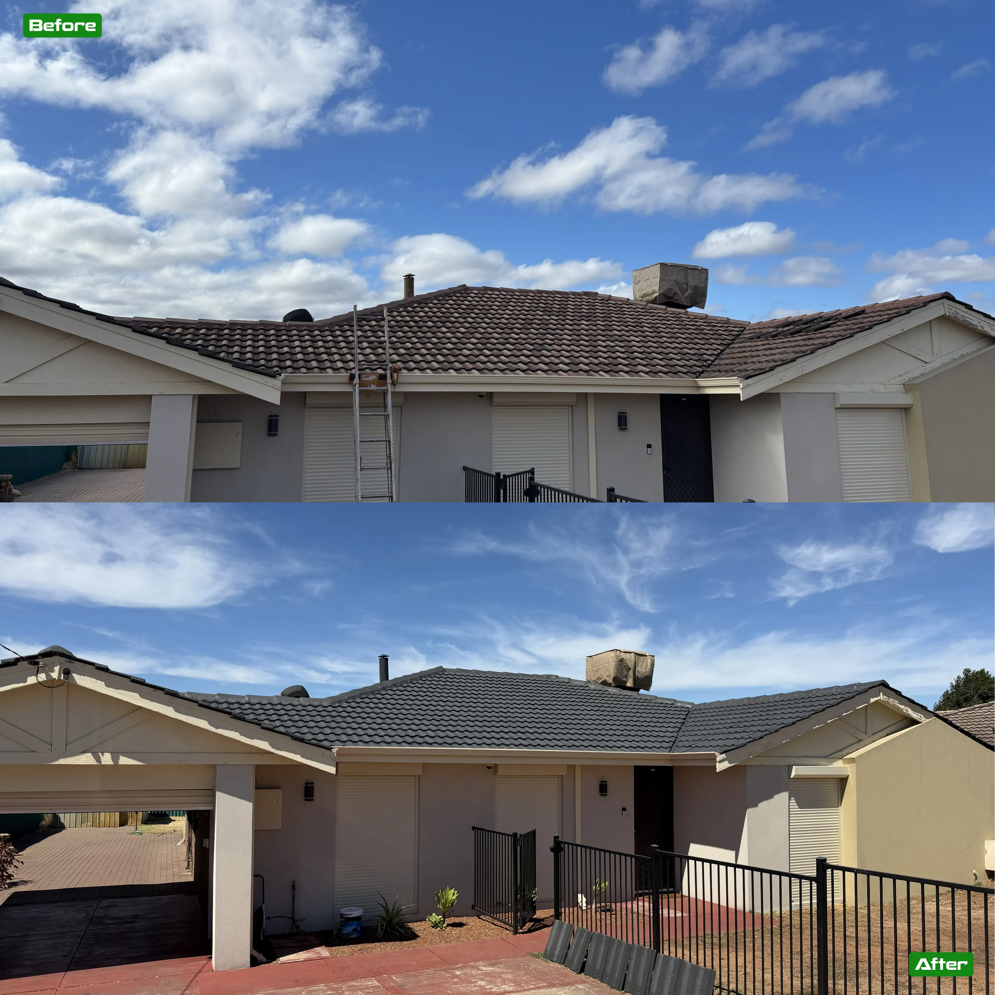 Before and after roof restoration in Perth - 9 restoration by Roof Restorers Perth WA