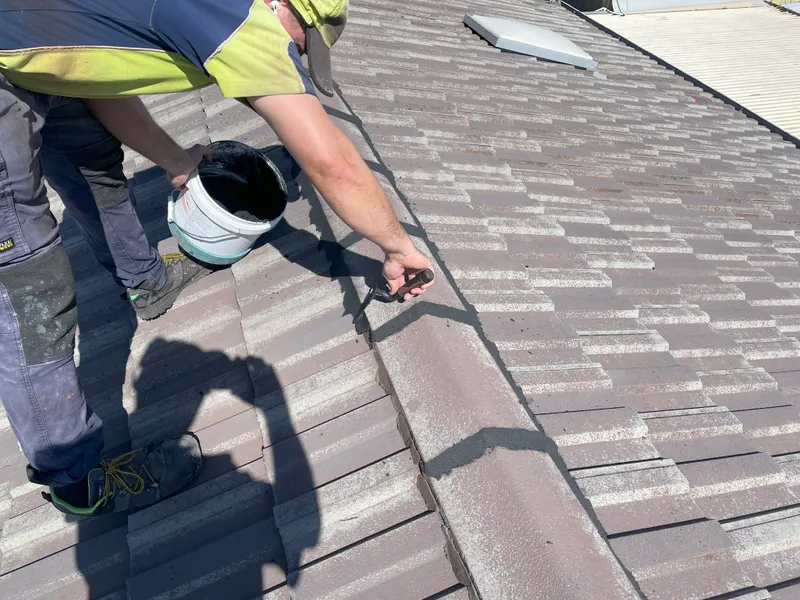 A photo of a roof being repointed by Roof Restorers Perth